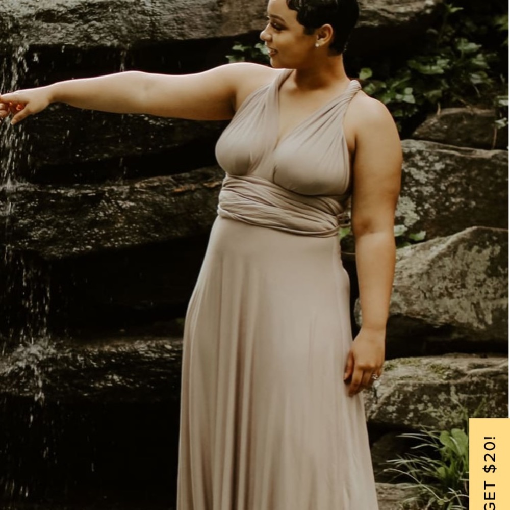 Taupe Lulu’s formal floor length dress